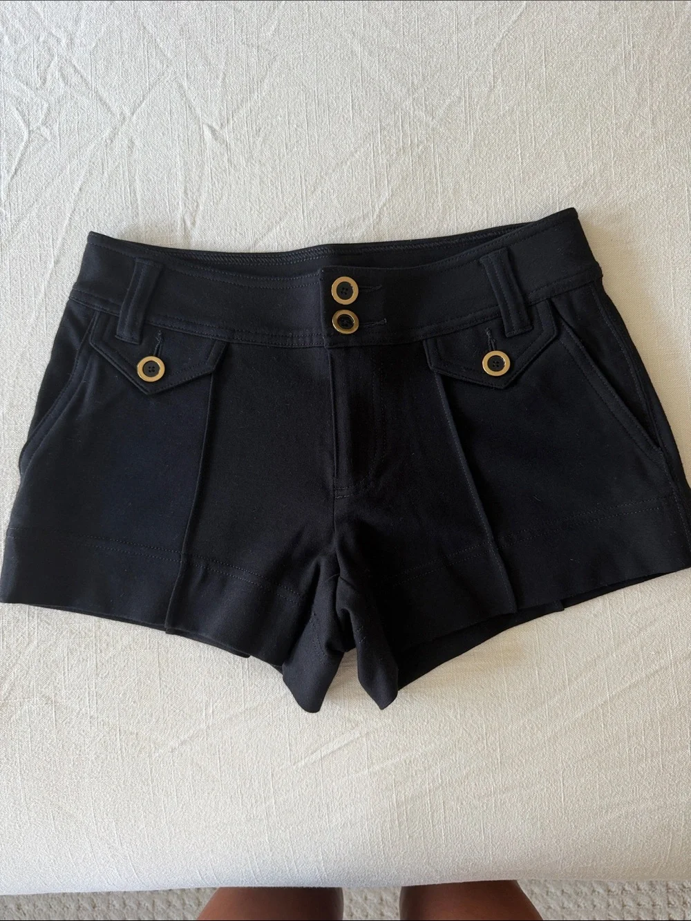 New size 0 Marc by Marc Jacobs Black High-Waist Shorts with Gold Button Accents
